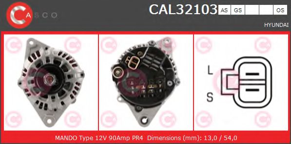 CASCO CAL32103GS Генератор для HYUNDAI EXCEL (Хендай Эxcэл) CASCO CAL32103GS Генератор для HYUNDAI EXCEL (Хендай Эxcэл)