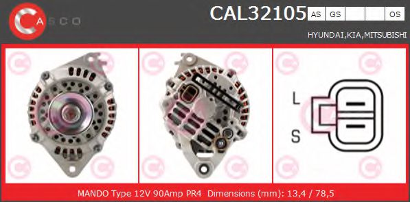 CASCO CAL32105GS Генератор для HYUNDAI SONATA III (Хендай Соната 3) CASCO CAL32105GS Генератор для HYUNDAI SONATA III (Хендай Соната 3)