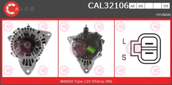 CASCO CAL32106AS Генератор 08 1998 для HYUNDAI SONATA IV (Хендай Соната 4) CASCO CAL32106AS Генератор 08 1998 для HYUNDAI SONATA IV (Хендай Соната 4)