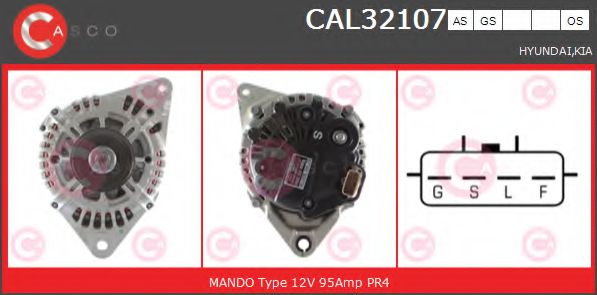 CASCO CAL32107AS Генератор для KIA OPTIMA (Киа Оптима) CASCO CAL32107AS Генератор для KIA OPTIMA (Киа Оптима)
