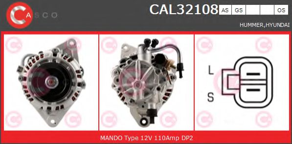 CASCO CAL32108GS Генератор D4BF для HYUNDAI PORTER (Хендай Портэр) CASCO CAL32108GS Генератор D4BF для HYUNDAI PORTER (Хендай Портэр)