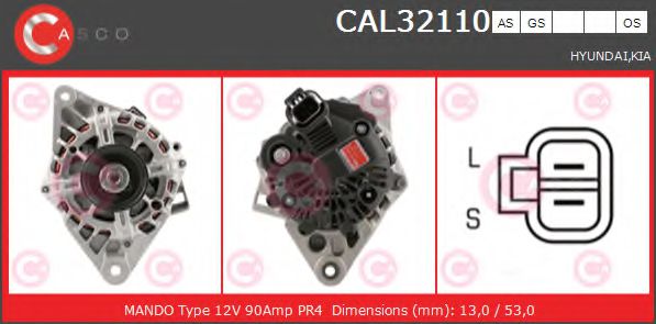 CASCO CAL32110GS Генератор механическая коробка передач для HYUNDAI GETZ (Хендай Гэтз) CASCO CAL32110GS Генератор механическая коробка передач для HYUNDAI GETZ (Хендай Гэтз)