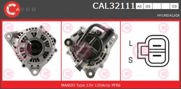 CASCO CAL32111GS Генератор для KIA (Киа) CASCO CAL32111GS Генератор для KIA (Киа)