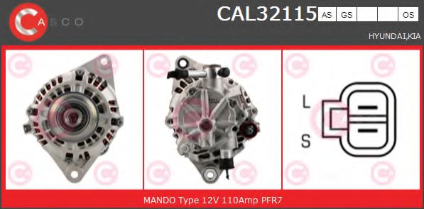 CASCO CAL32115GS Генератор для KIA (Киа) CASCO CAL32115GS Генератор для KIA (Киа)