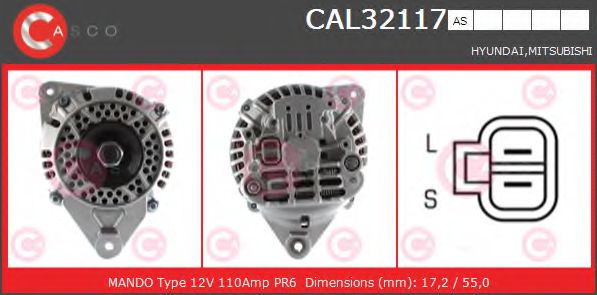 CASCO CAL32117AS Генератор для HYUNDAI (Хендай) CASCO CAL32117AS Генератор для HYUNDAI (Хендай)