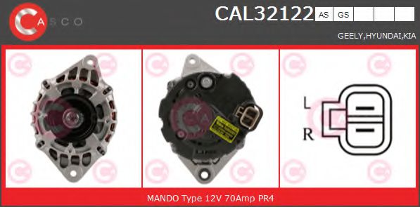 CASCO CAL32122GS Генератор для GEELY (Джили) CASCO CAL32122GS Генератор для GEELY (Джили)