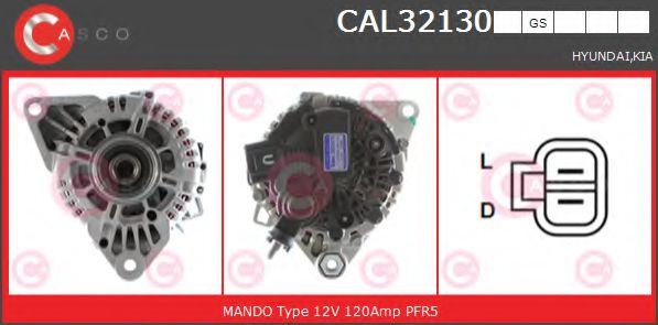 CASCO CAL32130GS Генератор для KIA (Киа) CASCO CAL32130GS Генератор для KIA (Киа)