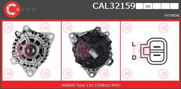 CASCO CAL32159GS Генератор для HYUNDAI IX55 (Хендай Их55) CASCO CAL32159GS Генератор для HYUNDAI IX55 (Хендай Их55)