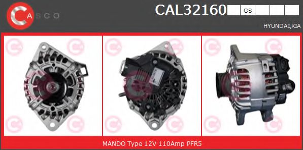 CASCO CAL32160GS Генератор для KIA (Киа) CASCO CAL32160GS Генератор для KIA (Киа)