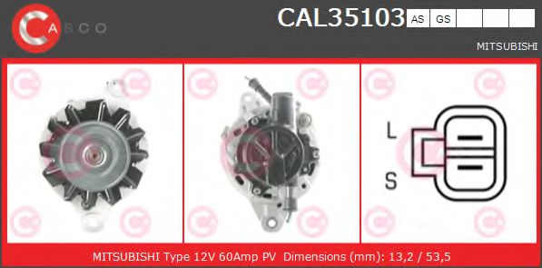 CASCO CAL35103AS Генератор для MITSUBISHI MONTERO (Митсубиши/митсубиси Монтэро) CASCO CAL35103AS Генератор для MITSUBISHI MONTERO (Митсубиши/митсубиси Монтэро)