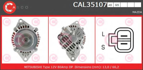 CASCO CAL35107AS Генератор для MAZDA B-SERIE (Мазда Б-сэриэ) CASCO CAL35107AS Генератор для MAZDA B-SERIE (Мазда Б-сэриэ)