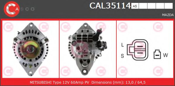 CASCO CAL35114AS Генератор для MAZDA 323 III (Мазда 323 3) CASCO CAL35114AS Генератор для MAZDA 323 III (Мазда 323 3)