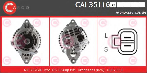 CASCO CAL35116AS Генератор для MITSUBISHI LANCER IV (Митсубиши/митсубиси Ланcэр иv) CASCO CAL35116AS Генератор для MITSUBISHI LANCER IV (Митсубиши/митсубиси Ланcэр иv)