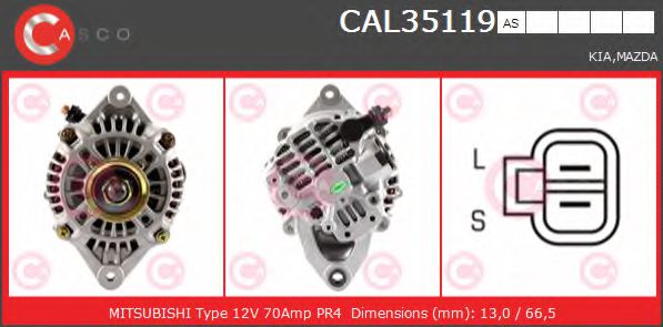 CASCO CAL35119AS Генератор для MAZDA 626 III (Мазда 626 3) CASCO CAL35119AS Генератор для MAZDA 626 III (Мазда 626 3)