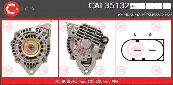 CASCO CAL35132AS Генератор для KIA OPTIMA (Киа Оптима) CASCO CAL35132AS Генератор для KIA OPTIMA (Киа Оптима)
