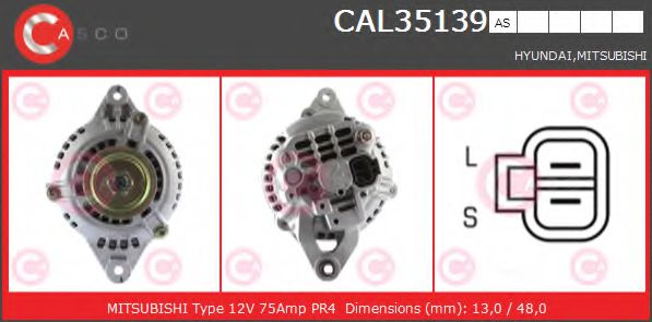 CASCO CAL35139AS Генератор для MITSUBISHI LANCER IV (Митсубиши/митсубиси Ланcэр иv) CASCO CAL35139AS Генератор для MITSUBISHI LANCER IV (Митсубиши/митсубиси Ланcэр иv)