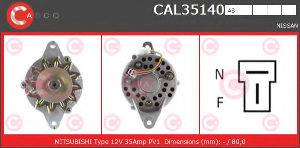 CASCO CAL35140AS Генератор для NISSAN (Ниссан) CASCO CAL35140AS Генератор для NISSAN (Ниссан)