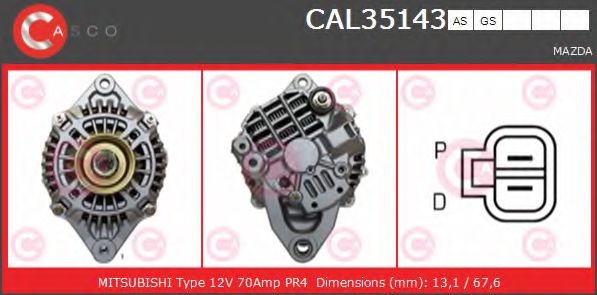 CASCO CAL35143AS Генератор для MAZDA 323 F/P VI (Мазда 323 ф/п vи) CASCO CAL35143AS Генератор для MAZDA 323 F/P VI (Мазда 323 ф/п vи)