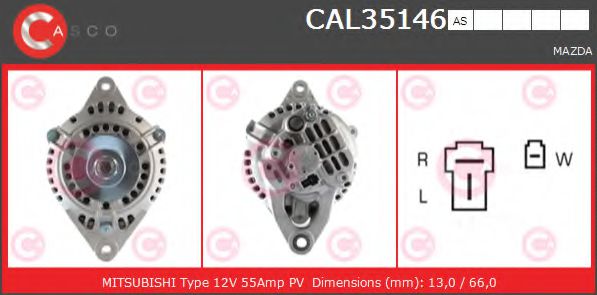 CASCO CAL35146AS Генератор для MAZDA 323 III (Мазда 323 3) CASCO CAL35146AS Генератор для MAZDA 323 III (Мазда 323 3)