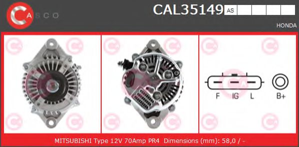CASCO CAL35149AS Генератор для HONDA LOGO (Хонда Лого) CASCO CAL35149AS Генератор для HONDA LOGO (Хонда Лого)