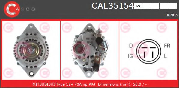 CASCO CAL35154AS Генератор для HONDA CIVIC V (Хонда Цивик 5) CASCO CAL35154AS Генератор для HONDA CIVIC V (Хонда Цивик 5)