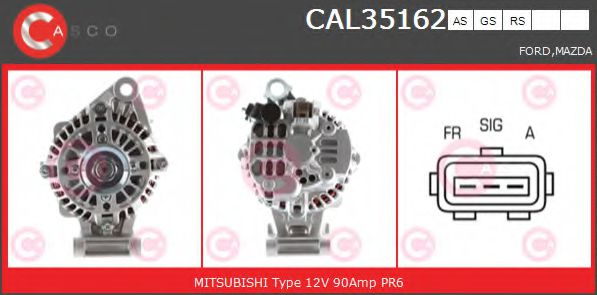 CASCO CAL35162AS Генератор для FORD FIESTA V (Форд Фиеста 5) CASCO CAL35162AS Генератор для FORD FIESTA V (Форд Фиеста 5)