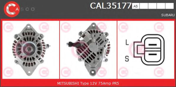 CASCO CAL35177AS Генератор для SUBARU IMPREZA (Субару Импреза) CASCO CAL35177AS Генератор для SUBARU IMPREZA (Субару Импреза)
