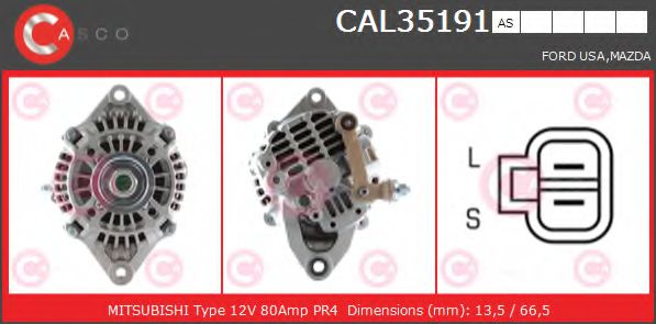 CASCO CAL35191AS Генератор для FORD USA PROBE II (Форд сша Пробэ 2) CASCO CAL35191AS Генератор для FORD USA PROBE II (Форд сша Пробэ 2)