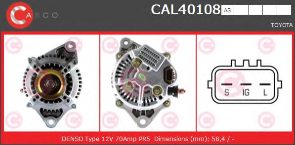 CASCO CAL40108AS Генератор 70 для TOYOTA PICNIC (Тойота/тоета Пикник) CASCO CAL40108AS Генератор 70 для TOYOTA PICNIC (Тойота/тоета Пикник)