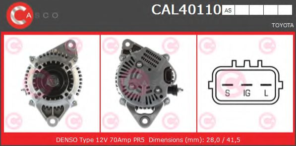 CASCO CAL40110AS Генератор для TOYOTA CARINA E (Тойота/тоета Карина е) CASCO CAL40110AS Генератор для TOYOTA CARINA E (Тойота/тоета Карина е)