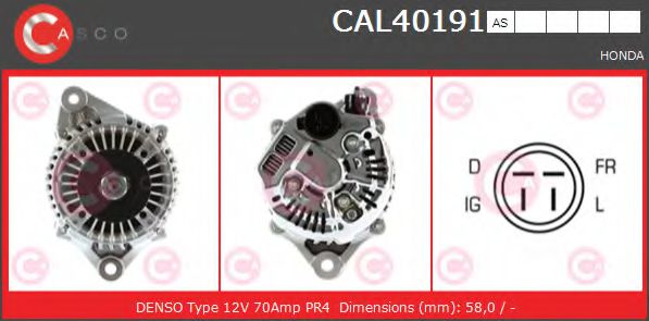 CASCO CAL40191AS Генератор для HONDA (Хонда) CASCO CAL40191AS Генератор для HONDA (Хонда)