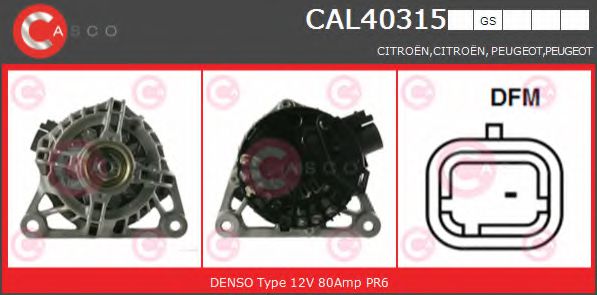 CASCO CAL40315GS Генератор для PEUGEOT 207 (Пежо 207) CASCO CAL40315GS Генератор для PEUGEOT 207 (Пежо 207)