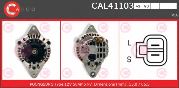 CASCO CAL41103GS Генератор для KIA (Киа) CASCO CAL41103GS Генератор для KIA (Киа)