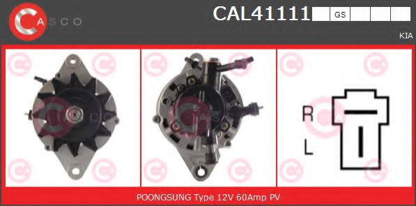 CASCO CAL41111GS Генератор для KIA K2700 (Киа К2700) CASCO CAL41111GS Генератор для KIA K2700 (Киа К2700)