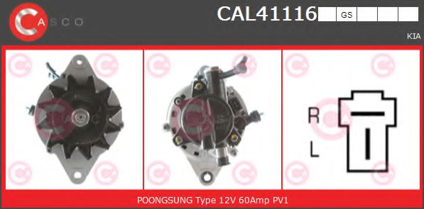 CASCO CAL41116GS Генератор для KIA K2700 (Киа К2700) CASCO CAL41116GS Генератор для KIA K2700 (Киа К2700)