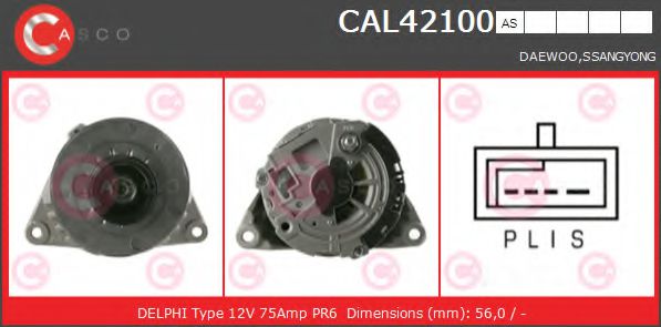 CASCO CAL42100AS Генератор для DAEWOO KORANDO (Дэу Корандо) CASCO CAL42100AS Генератор для DAEWOO KORANDO (Дэу Корандо)