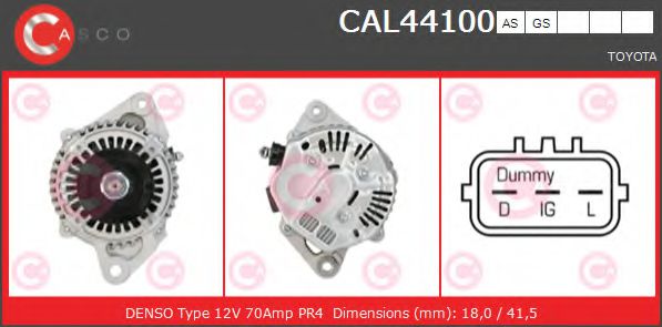 CASCO CAL44100AS Генератор 70 для TOYOTA YARIS VERSO (Тойота/тоета Ярис версо) CASCO CAL44100AS Генератор 70 для TOYOTA YARIS VERSO (Тойота/тоета Ярис версо)