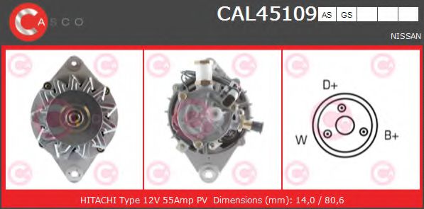 CASCO CAL45109AS Генератор для NISSAN (Ниссан) CASCO CAL45109AS Генератор для NISSAN (Ниссан)