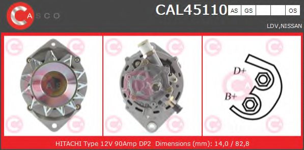CASCO CAL45110AS Генератор для NISSAN (Ниссан) CASCO CAL45110AS Генератор для NISSAN (Ниссан)