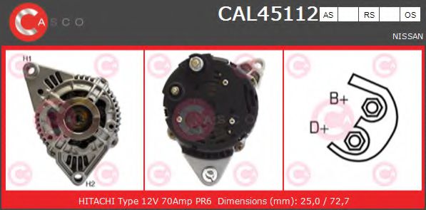 CASCO CAL45112OS Генератор для NISSAN MARCH II (Ниссан Марч 2) CASCO CAL45112OS Генератор для NISSAN MARCH II (Ниссан Марч 2)