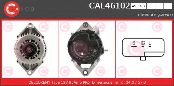 CASCO CAL46102AS Генератор для CHEVROLET EVANDA (Шевроле Эvанда) CASCO CAL46102AS Генератор для CHEVROLET EVANDA (Шевроле Эvанда)