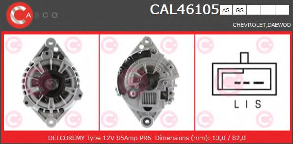 CASCO CAL46105AS Генератор для CHEVROLET TACUMA (Шевроле Таcума) CASCO CAL46105AS Генератор для CHEVROLET TACUMA (Шевроле Таcума)