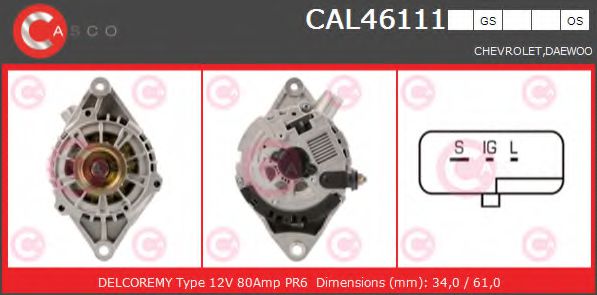 CASCO CAL46111GS Генератор для DAEWOO (Дэу) CASCO CAL46111GS Генератор для DAEWOO (Дэу)