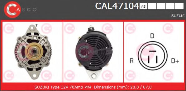CASCO CAL47104AS Генератор для SUZUKI (Сузуки) CASCO CAL47104AS Генератор для SUZUKI (Сузуки)