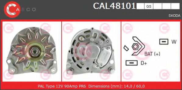 CASCO CAL48101GS Генератор для SKODA FELICIA II (Шкода Фелиция 2) CASCO CAL48101GS Генератор для SKODA FELICIA II (Шкода Фелиция 2)