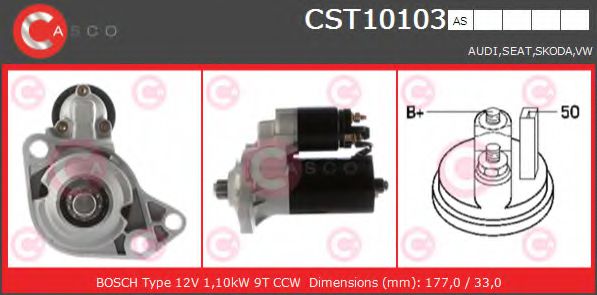 CASCO CST10103AS Стартер 6K. . TR099 001 для VOLKSWAGEN NOVO FUSCA (Фольксваген Ноvо фусcа) CASCO CST10103AS Стартер 6K. . TR099 001 для VOLKSWAGEN NOVO FUSCA (Фольксваген Ноvо фусcа)