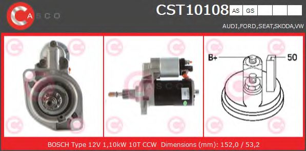 CASCO CST10108AS Стартер механическая коробка передач для VOLKSWAGEN NOVO FUSCA (Фольксваген Ноvо фусcа) CASCO CST10108AS Стартер механическая коробка передач для VOLKSWAGEN NOVO FUSCA (Фольксваген Ноvо фусcа)