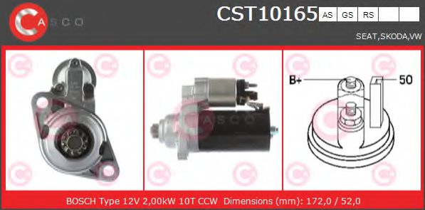 CASCO CST10165AS Стартер для VOLKSWAGEN CABRIO IV (Фольксваген Cабрио иv) CASCO CST10165AS Стартер для VOLKSWAGEN CABRIO IV (Фольксваген Cабрио иv)