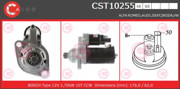 CASCO CST10255AS Стартер для VOLKSWAGEN TOURAN (Фольксваген Туран) CASCO CST10255AS Стартер для VOLKSWAGEN TOURAN (Фольксваген Туран)