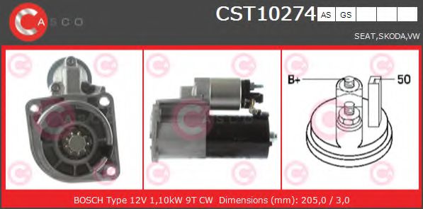CASCO CST10274AS Стартер для VOLKSWAGEN POLO (Фольксваген Поло) CASCO CST10274AS Стартер для VOLKSWAGEN POLO (Фольксваген Поло)